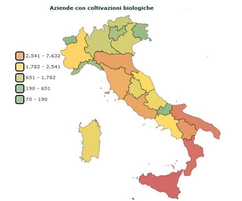 Aziende con coltivazione biologica in Italia