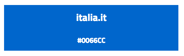 "Blu Italia" codice HTML #0066CC - colore istituzionale dei siti web delle PA italiane 